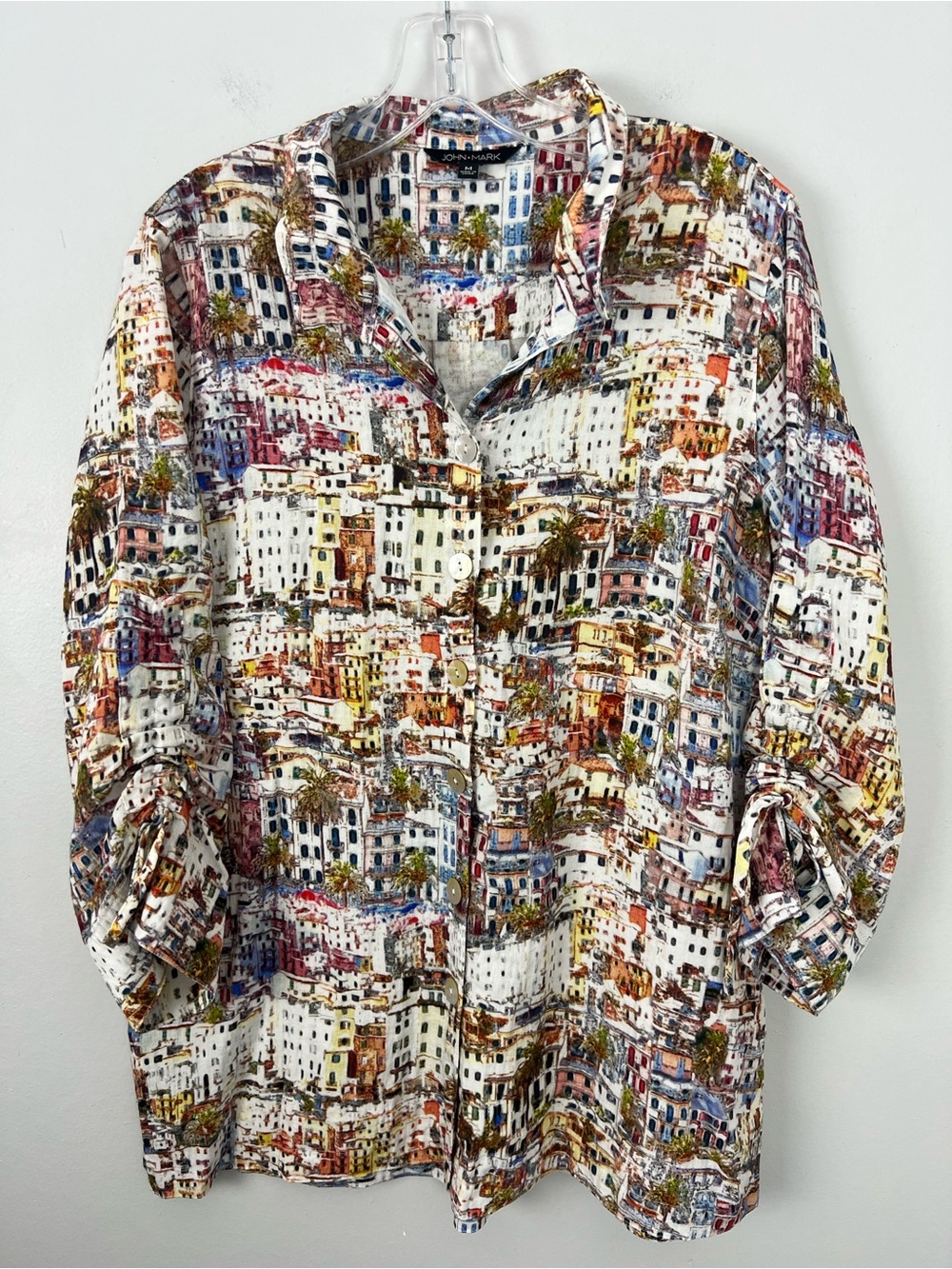 John Mark Printed Buildings Shirt Buttons